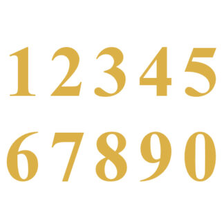 Gold Times New Roman vinyl mailbox numbers, pre-spaced, for Westchase, FL mailboxes