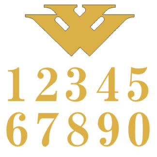 Gold Century MT vinyl mailbox numbers with matching W monogram for Westchase, FL mailboxes