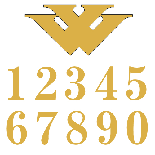 Gold Century MT vinyl mailbox numbers with matching W monogram for Westchase, FL mailboxes